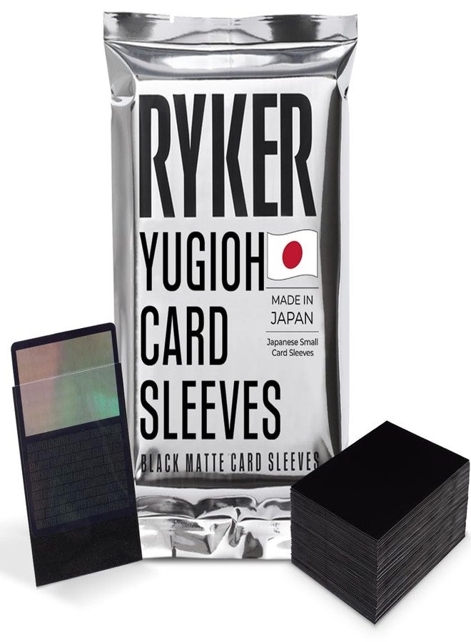 Ryker أكمام بطاقات رايكر ذات الحجم الياباني غير اللامعة مصممة لألعاب يوغي يو، وكارد فايت فانجارد، وغيرها من ألعاب البطاقات القابلة للتحصيل (عبوة من 100 قطعة، لون أسود) - Image 1